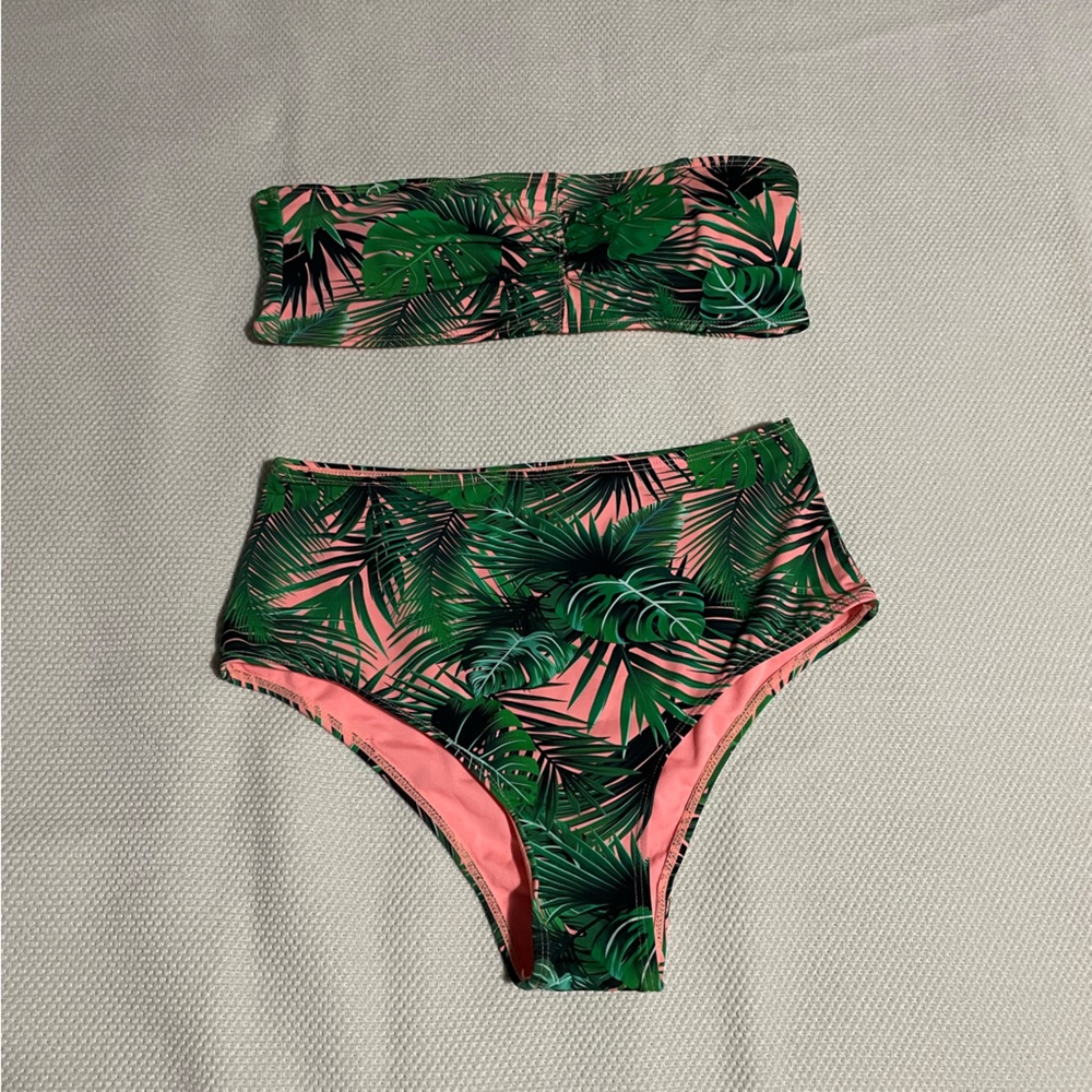 Tropical Green and Pink Bikini Set